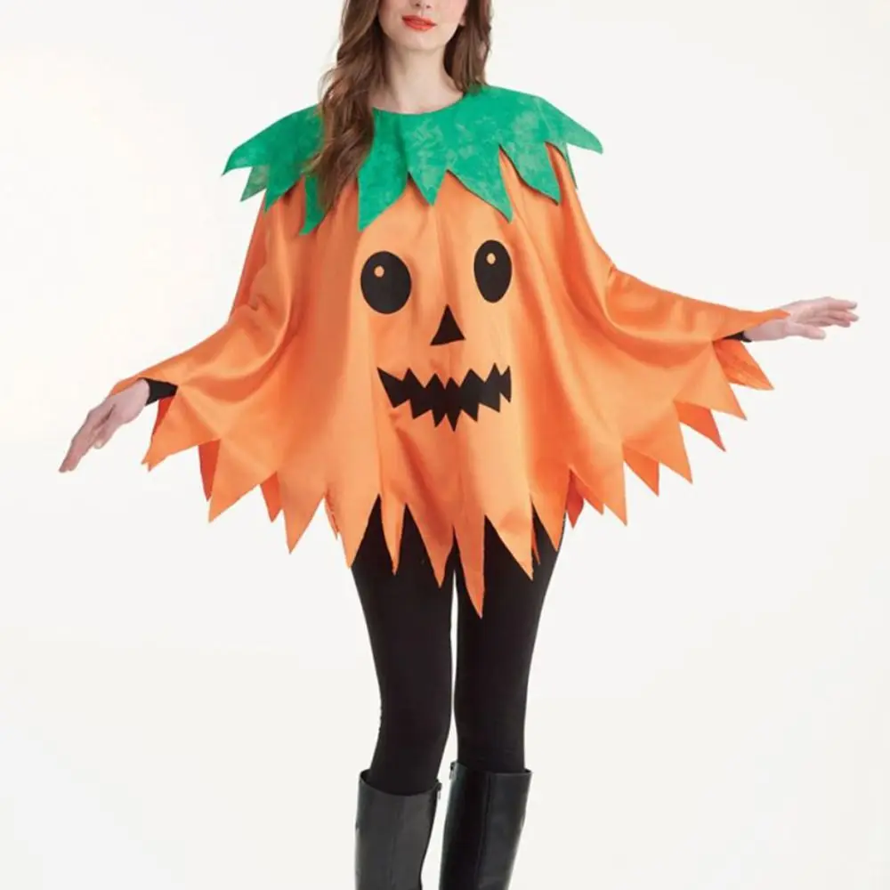 

Cute Pumpkin Poncho Bright Cosplay Halloween Halloween Costume Role Play Stage Pumpkin Cape Party