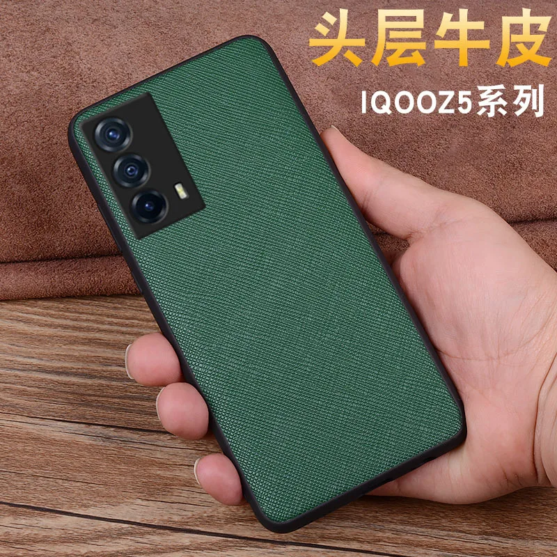 

2021 Hot New Luxury Genuine Leather Luxury Twill Head Phone Case For Vivo Iqoo Z5 Iqooz5 Cover Cases Cover Bag
