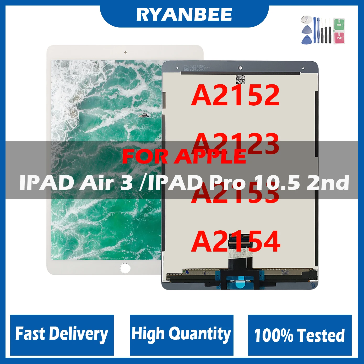 100%  -  iPad Air 3 2019, A2152, A2123, A2153, A2154,     