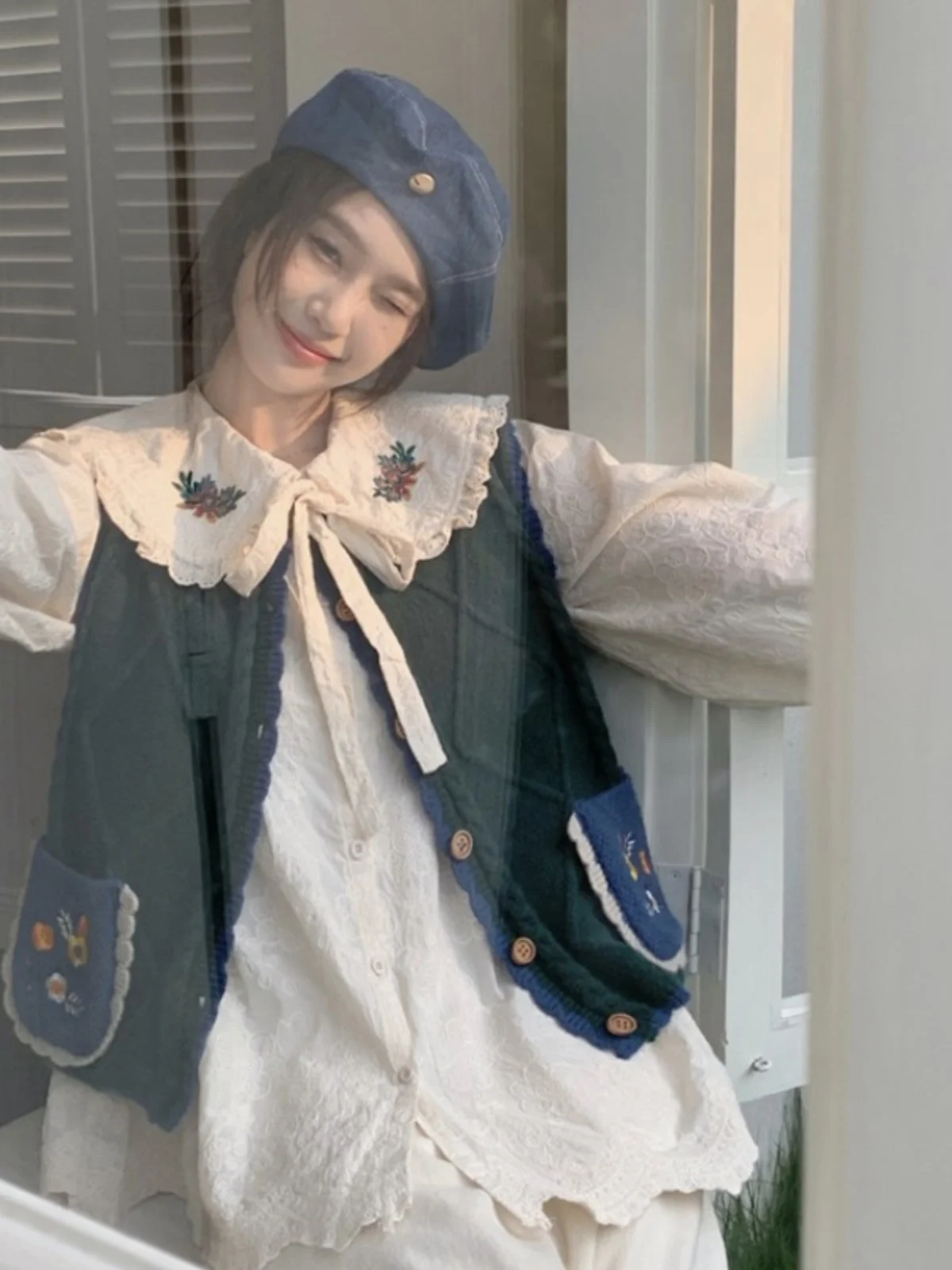 Большие размеры Mori Look Sweet Doll Face Рубашки с длинными рукавами Женские осенние