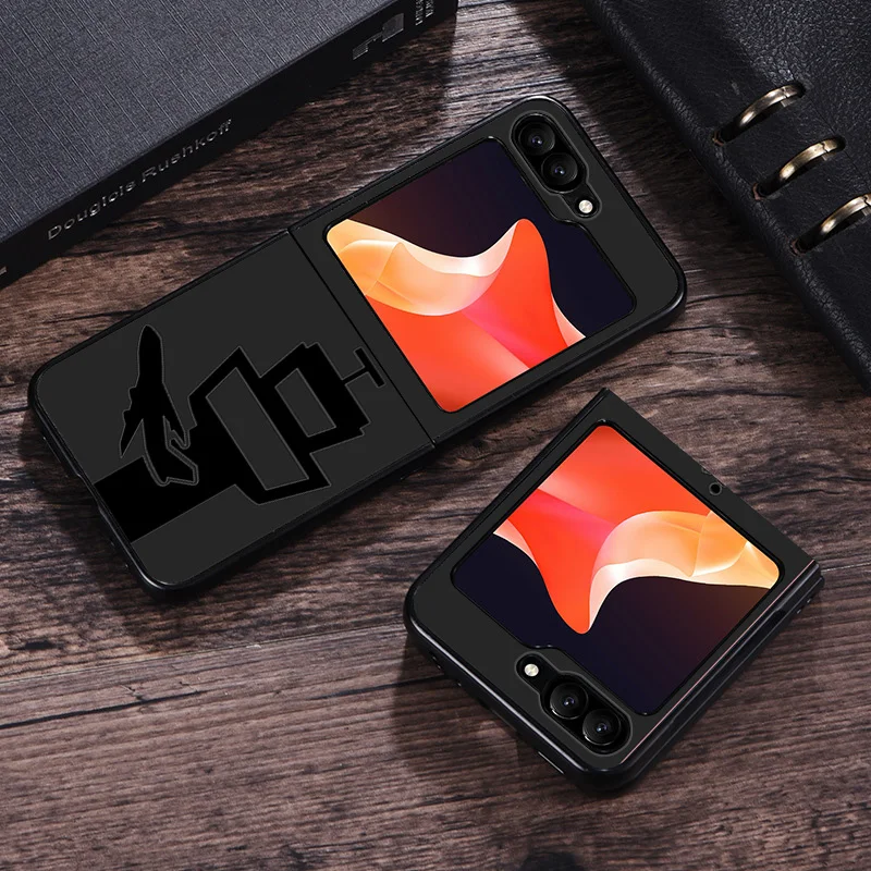 Черные чехлы для телефонов Samsung Z флип-чехол 6 5 4 3 искусственный самолет Карта мира