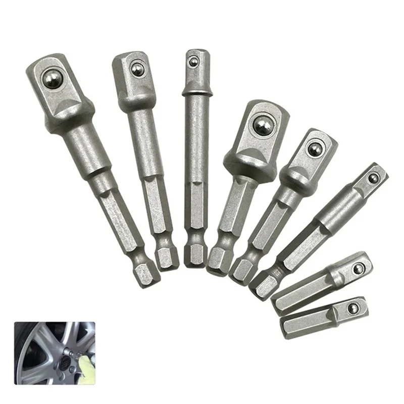 

8pcs Chrome Vanadium Steel Socket Adapter Power Set Hex Shank To Extension Drill Bits Socket Bit Adapter Drill Power Tools