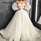 Бальное платье принцессы Thinyfull в горошек, а-силуэт, свадебные платья с длинными рукавами, милое пляжное платье невесты, свадебное платье, Vestidos2022