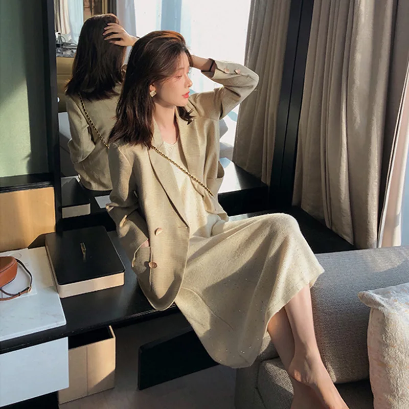 Office Blazers French Style Women Solid Colors Single Breasted Suits 2023 Spring Autumn New Fashion Commute Blazer with Button