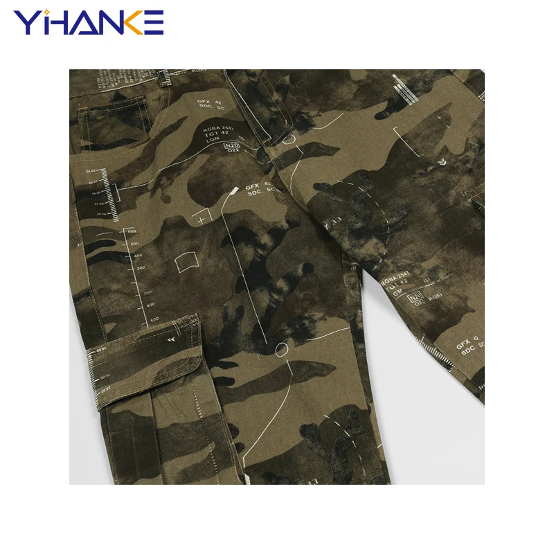 Letter Print Multi-pocket Camouflage Jeans Men's Casual Overalls High Street Fashion Brand Loose Pants Straight Trousers джинсы