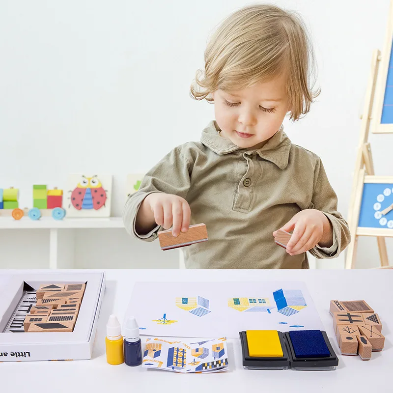 

Children Early Education Puzzle Drawing Toys Wooden Town Seal Birthday Gift For Baby Seal Toys Improve Color And Shape Cognition