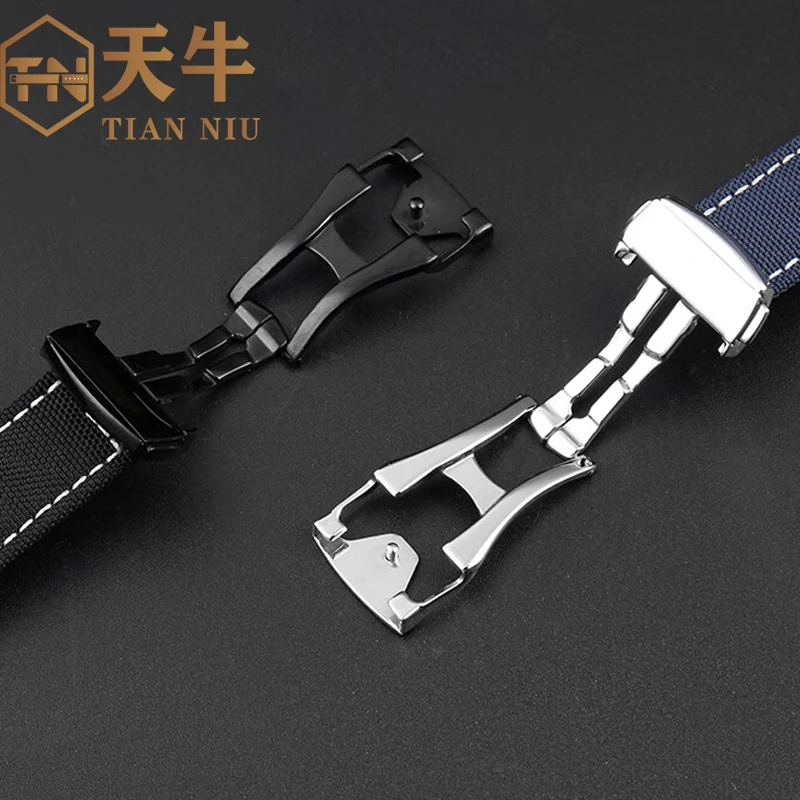 Ремешок складной из нейлона и воловьей кожи для часов Omega Seamaster 300 Speedmaster AT150 310 32