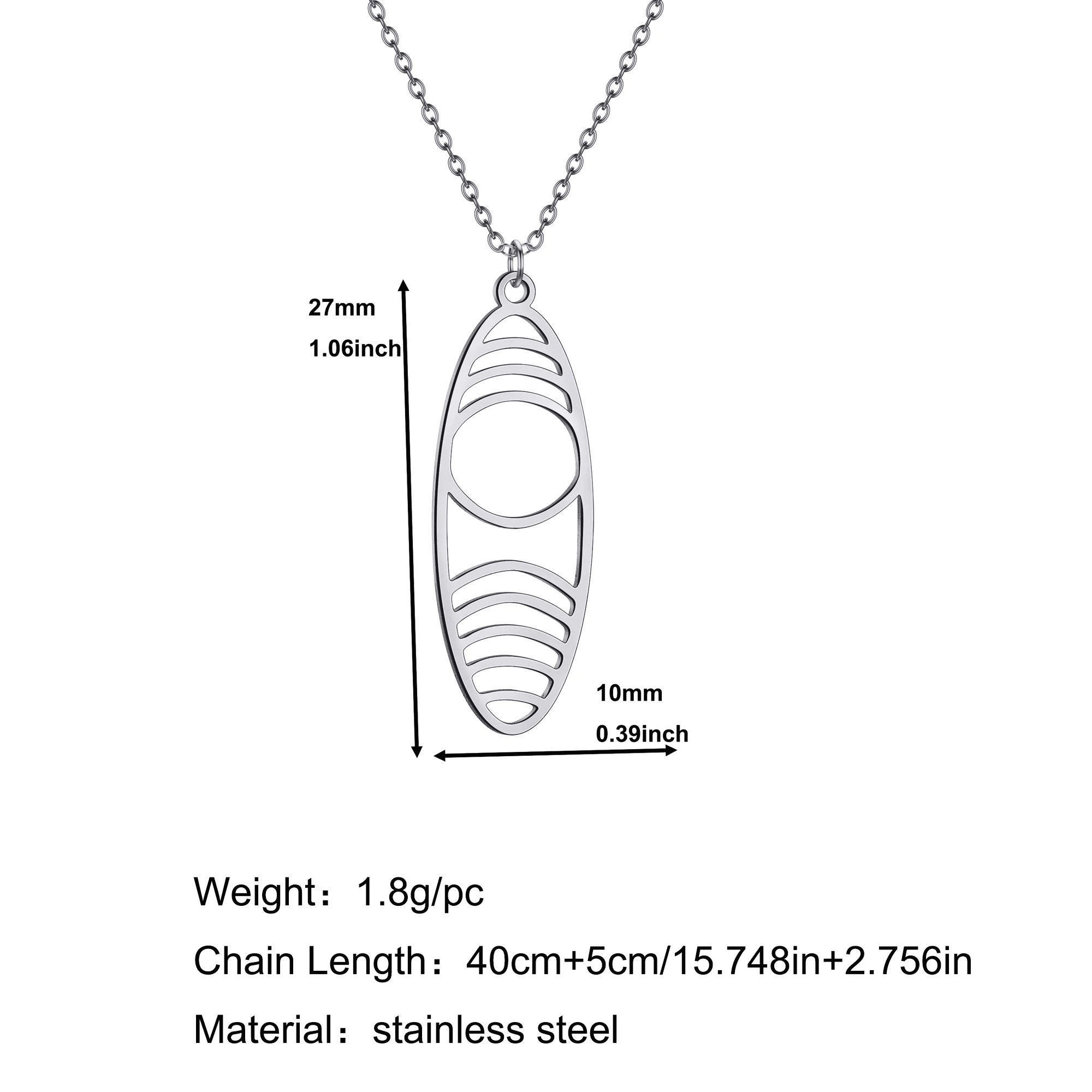 Stainless Steel Geometric Ovel Pendant Necklace For Women Trendy Jewelry Korean