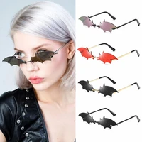 fashion rimless trending uv400 ladies eyewear women sunglasses true film lens bat shape sun glasses