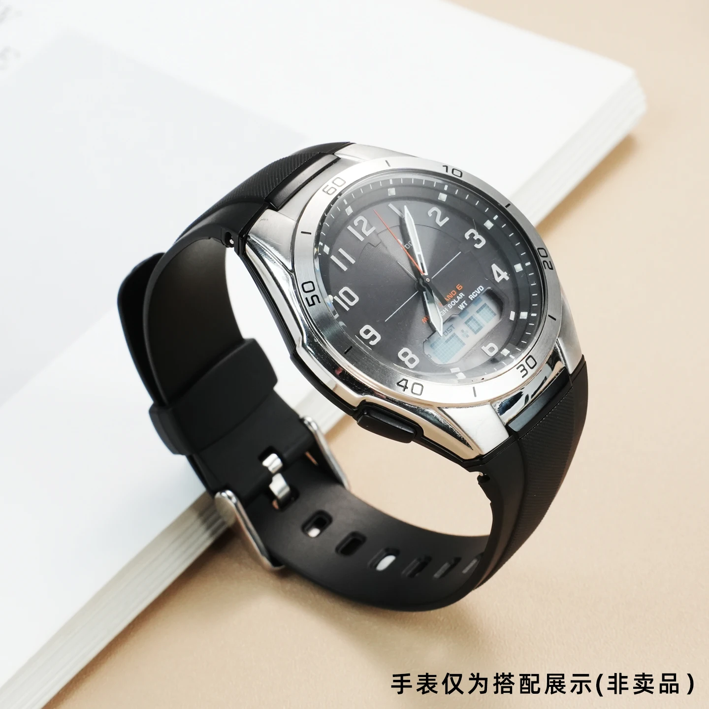 Для Casio WAVE CEPTOR WVA-M640M650WVQ-M410 водонепроницаемый силиконовый ремешок для часов из смолы, черный сменный аксессуар (art.: 3920d10051697) - 3920d10051697