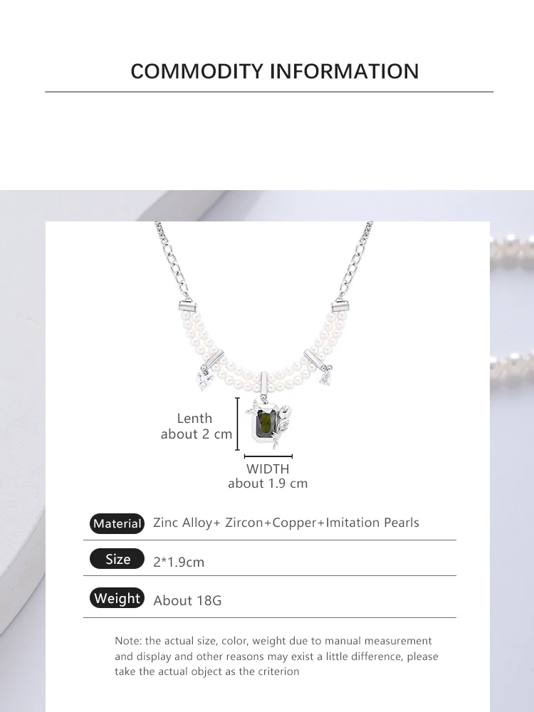 Элегантное искусственное ожерелье Eetit с квадратным Цирконом серого цвета