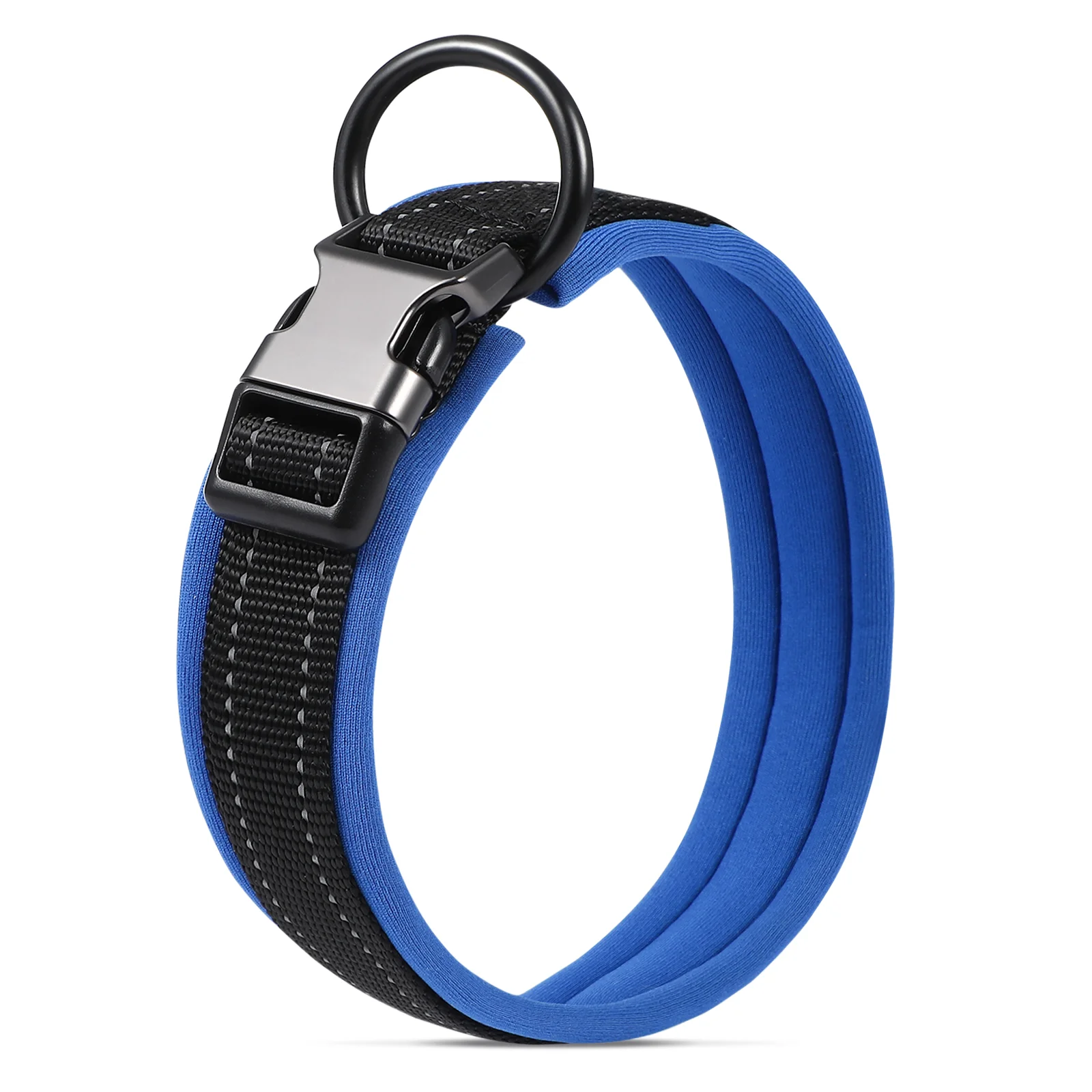 

Dog Collar Puppy Quick Release Buckle Walking Running Training Reflective Collar Size L (Dark Blue)