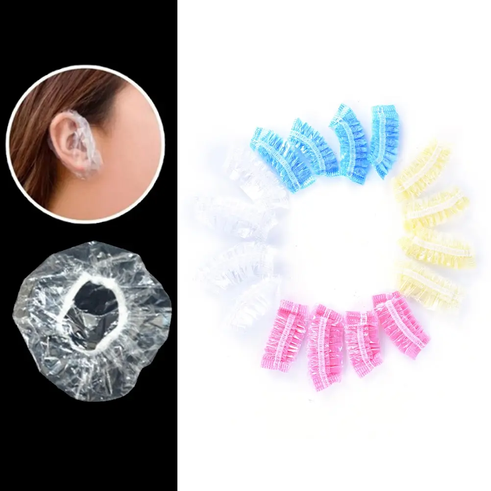 

100 Pcs Waterproof Hair Dye Ear Cover Hair Color Earmuffs Ear Protection Plastic Disposable Ear Cap Hairdressing Tool