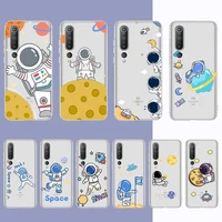 star astronaut cute phone case for samsung s20 s10 lite s21 plus for redmi note8 9pro for huawei p20 clear case