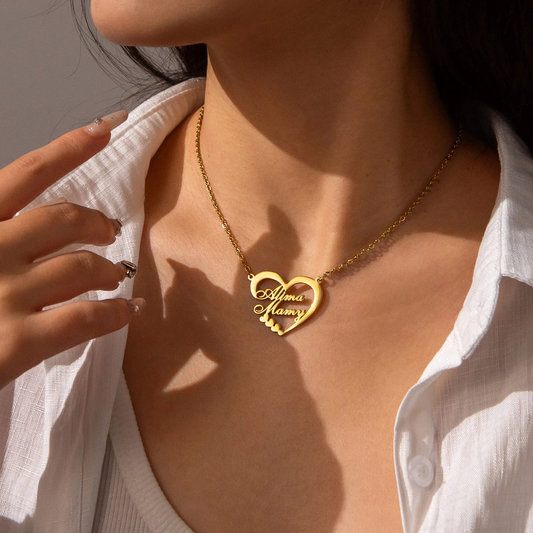 Ожерелье Atoztide с именем на заказ для женщин чокер из нержавеющей стали в форме