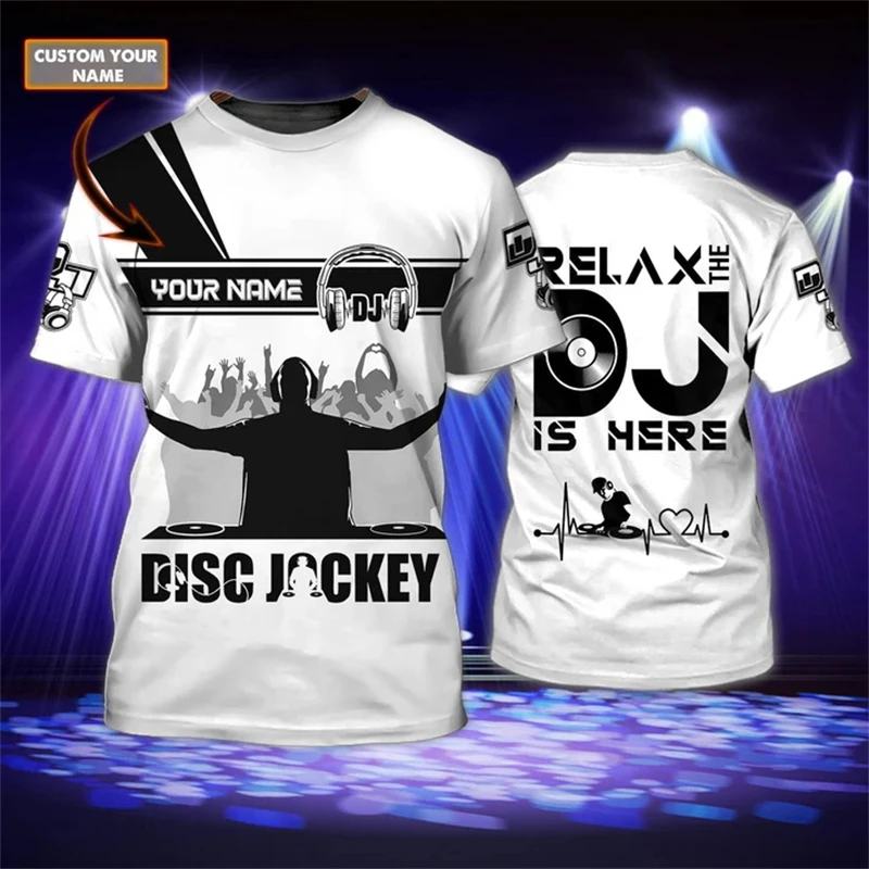 Фото Мужская футболка с 3D принтом DJ Music Graphic, летняя модная унисекс, повседневная футболка с рукавами Sjort, подарок для DJ Lovers, топы №4