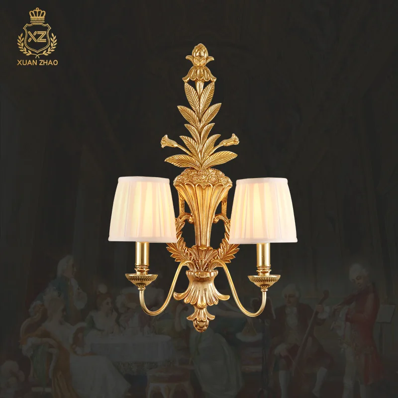 

XUANZHAO French Style Copper Wall Lamp European Minimalist Bedroom Bedside Corridor Aisle Living Dining Room Staircase Lights