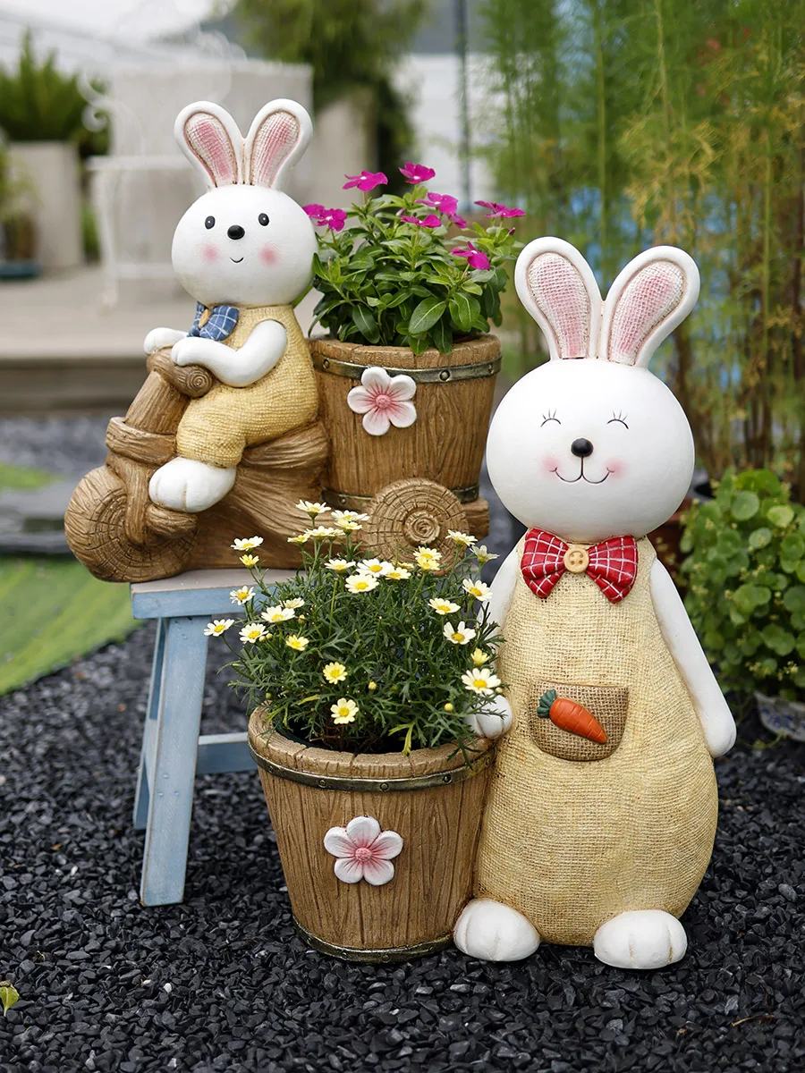 

Creative Personality Garden Balcony Large Cute Bunny Outdoor Succulent Bonsai Crafts Courtyard Decoration