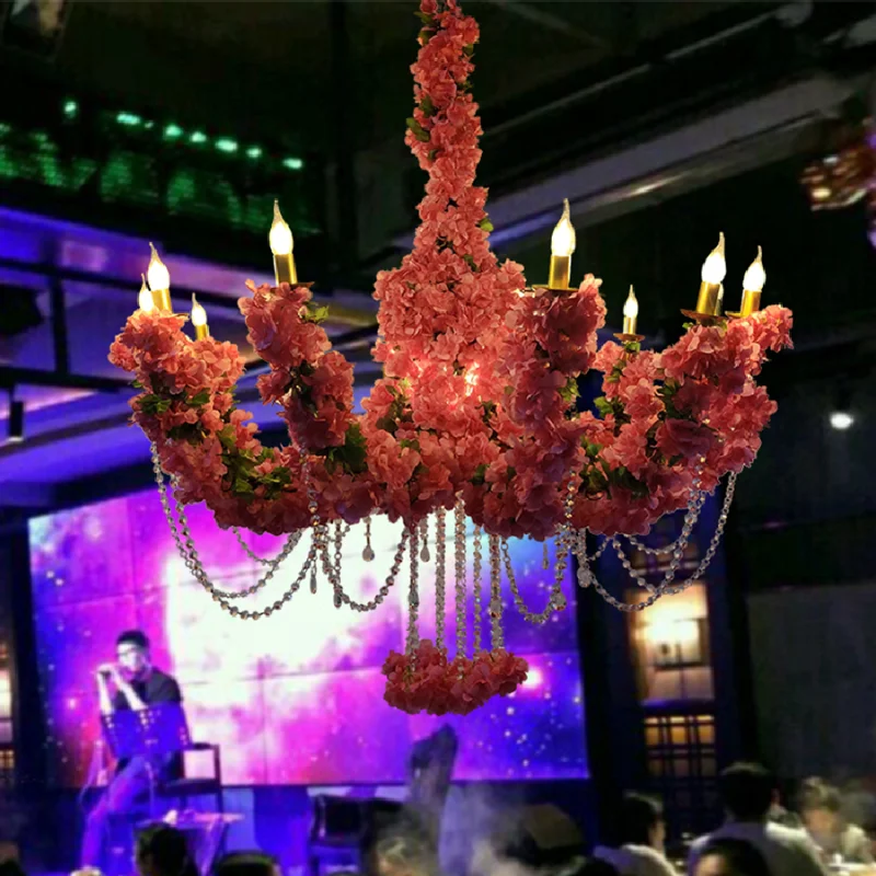 

Romantic Bouquet Pendant Light Industrial Style Theme Music Restaurant Hot Pot Shop FIower Decoration Big Chandelier