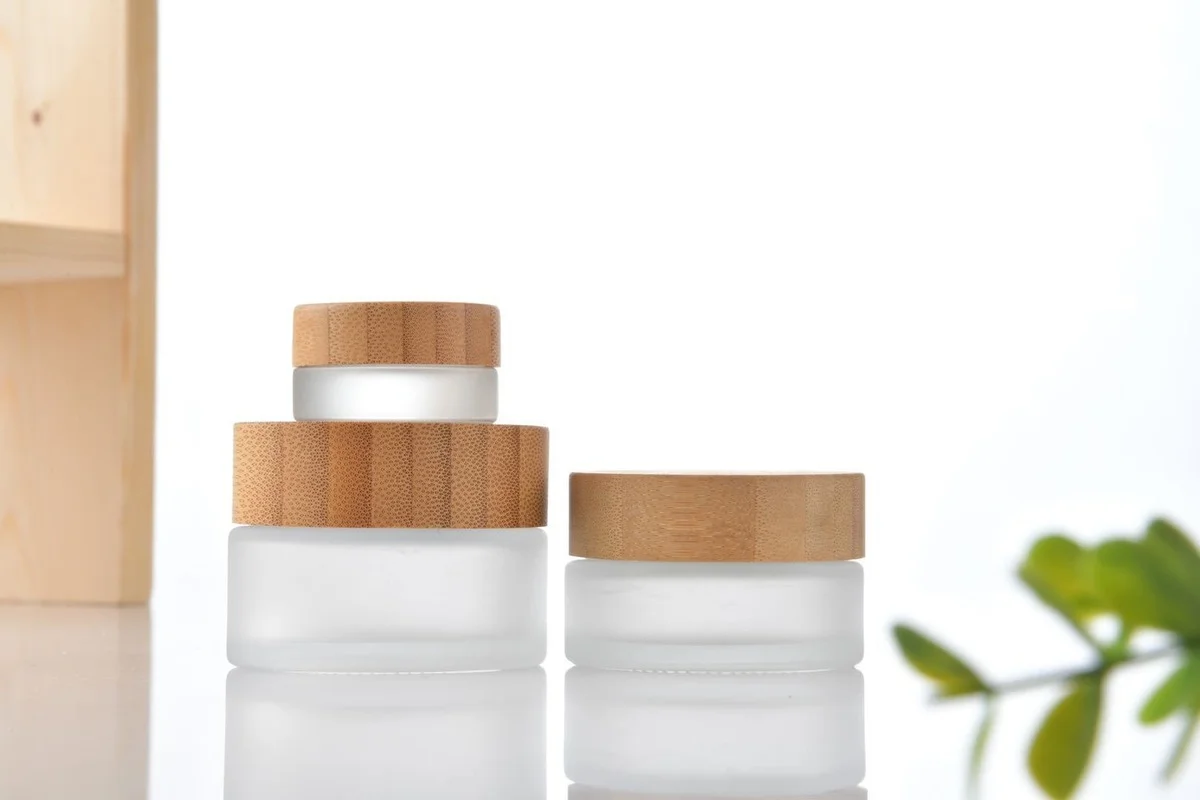 

30g Cream Bottle Bamboo Wood Cover Glass Cosmetic Bottle Lip Gloss Containers
