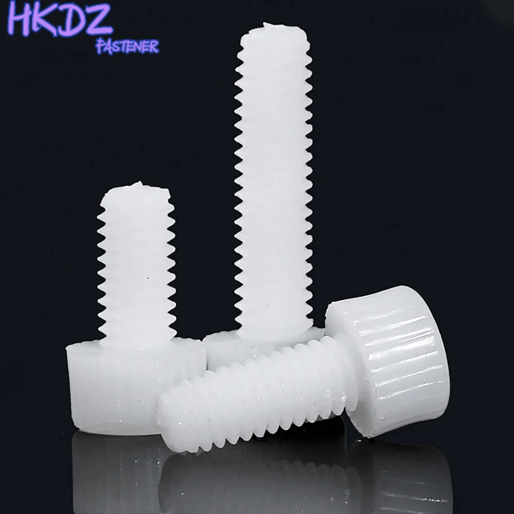 White Hex Socket Screw Cylindrical Head Bolt Tornillo de nailon Tornillo de cabeza cilndrica M6 M8 M10 M12 Nylon Plastic Screw images - 3