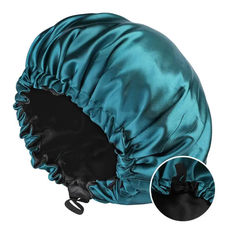 

Home Sleep Night Cap Adjust Women Satin Bonnet Silk Hair Care Cap New Imitation Silk Shower Cap For Women Girls New Round Hat