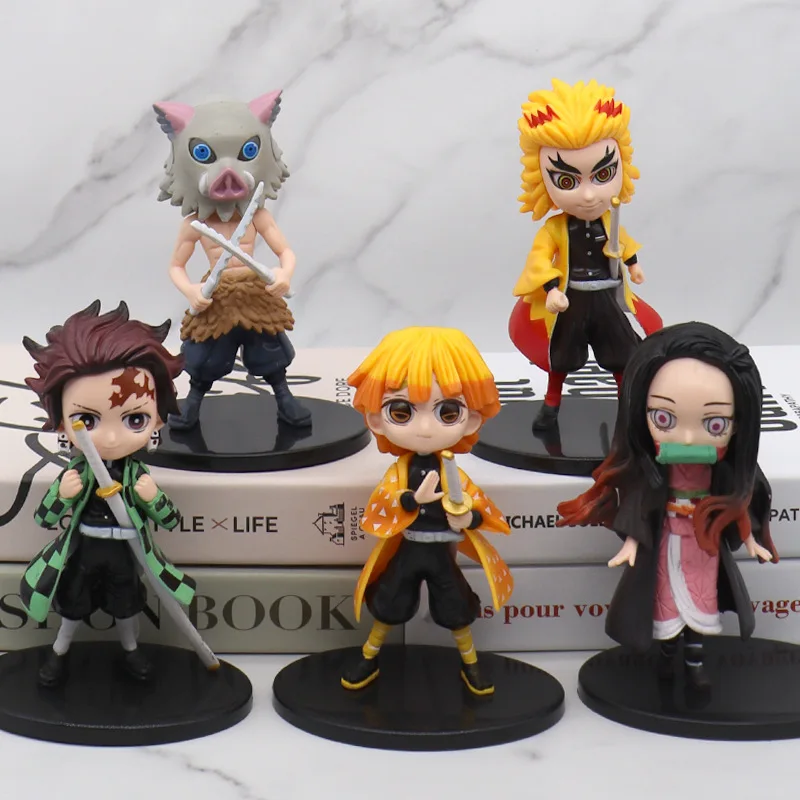 

5pcs/set Demon Slayer PVC Action Figures Toy Model Anime Figure Kamado Tanjirou Large 15cm Q Doll Ornaments Kids Birthday Gifts