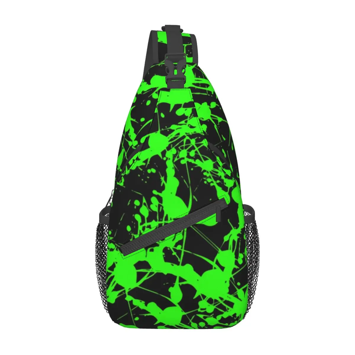 

Green Splash Chest Bags Boy Abstract Print Hiking Shoulder Bag Fun Graphic Design Small Bag Business Workout Sling Bags