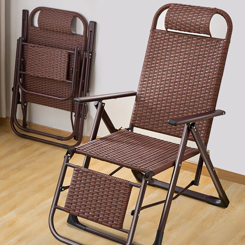

Folding Beach Chaise Lounge Portable Poolside Individual Armchair Rattan Rocking Chairs Relax Sillas De Playa Home Furniture