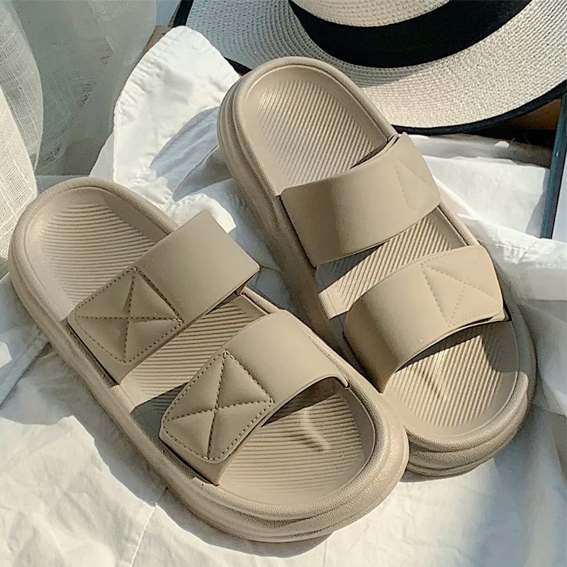 Shevalues Bandage Slippers Women 2023 New Summer Solid Color Women Platform Sandals Home Comfortable Slides Fashion Flip Flops