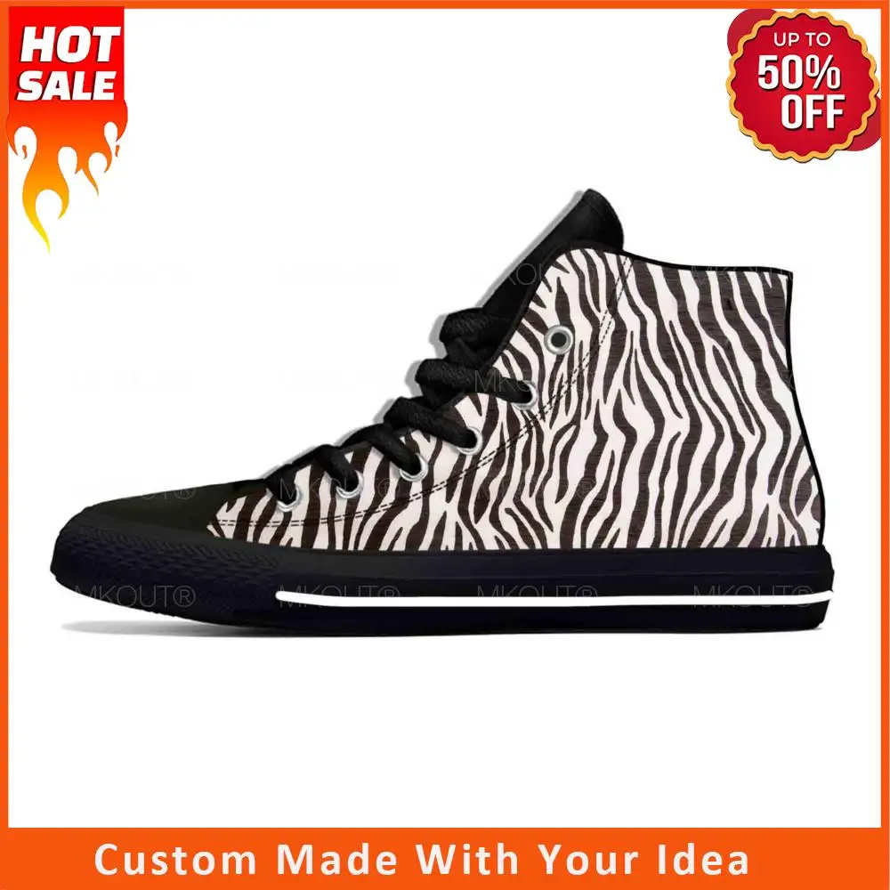 

Animal Zebra Skin Stripe Pattern Fashion Popular Casual Cloth Shoes High Top Comfortable Breathable 3D Print Men Women Sneakers