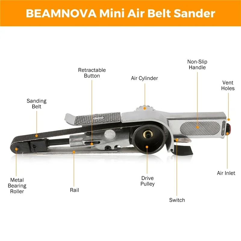 520*20 Мм Пневматическая Ленточная Шлифовальная Машина С Набором Из 3 Шлифовальных