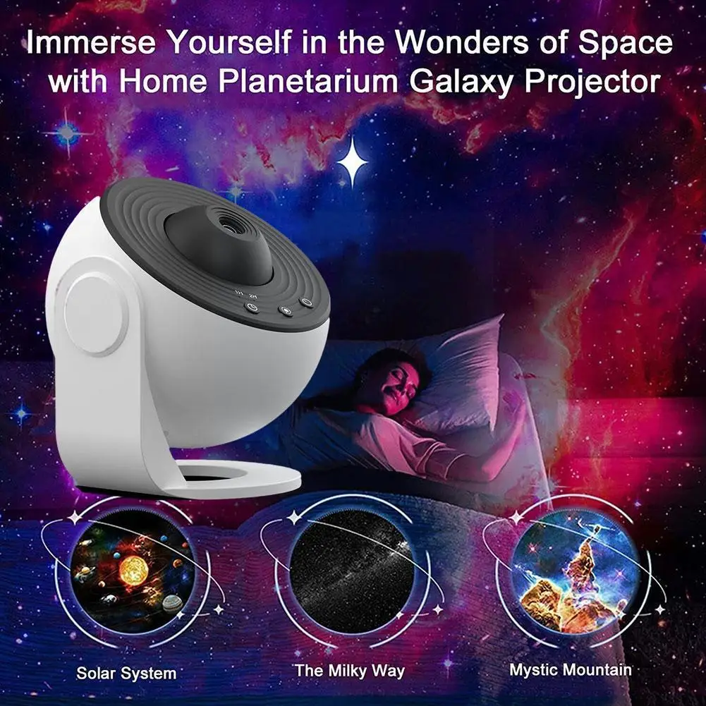 

Проектор звездного неба, Ночной светильник, вращающийся на 360 °, проектор Галактики, планетарный светильник для детской спальни, декоративные прикроватные светильники L M4X4