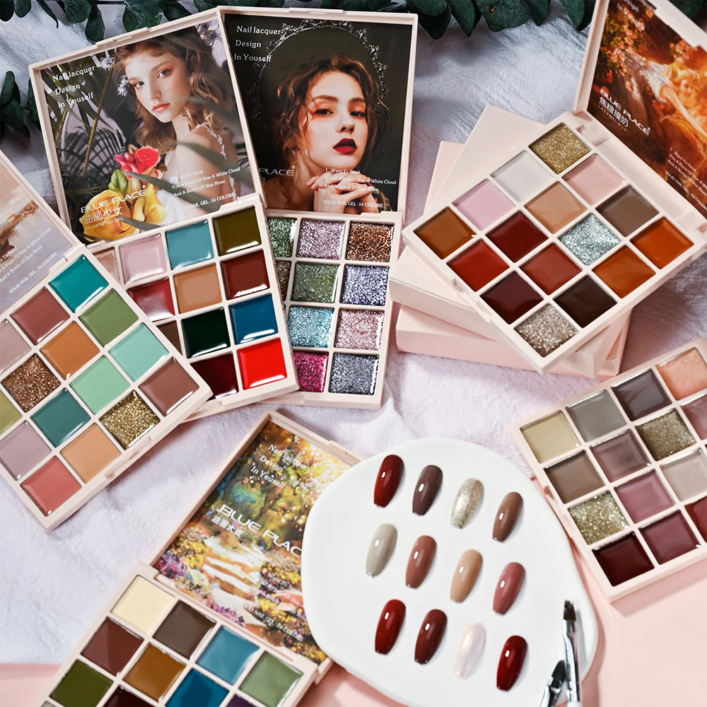 

16 Colors Pudding Gel Nail Polish Palette Japanese Solid Cream Gel Jelly Semi Permanent Soak Off UV/LED Gel Polish Nail Art #GY3