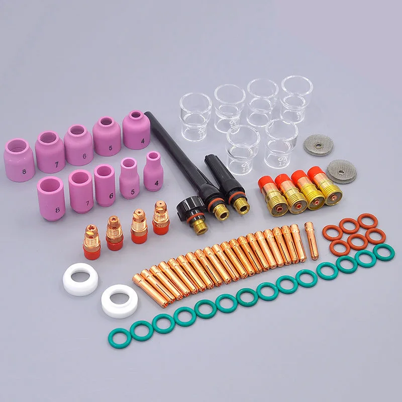 

F50 TIG Glass Cup 71PCS kit for WP-17/18/26 TIG Welding Accessories Collet Body Ceramic Gas Nozzle and Stubby Gas Lens