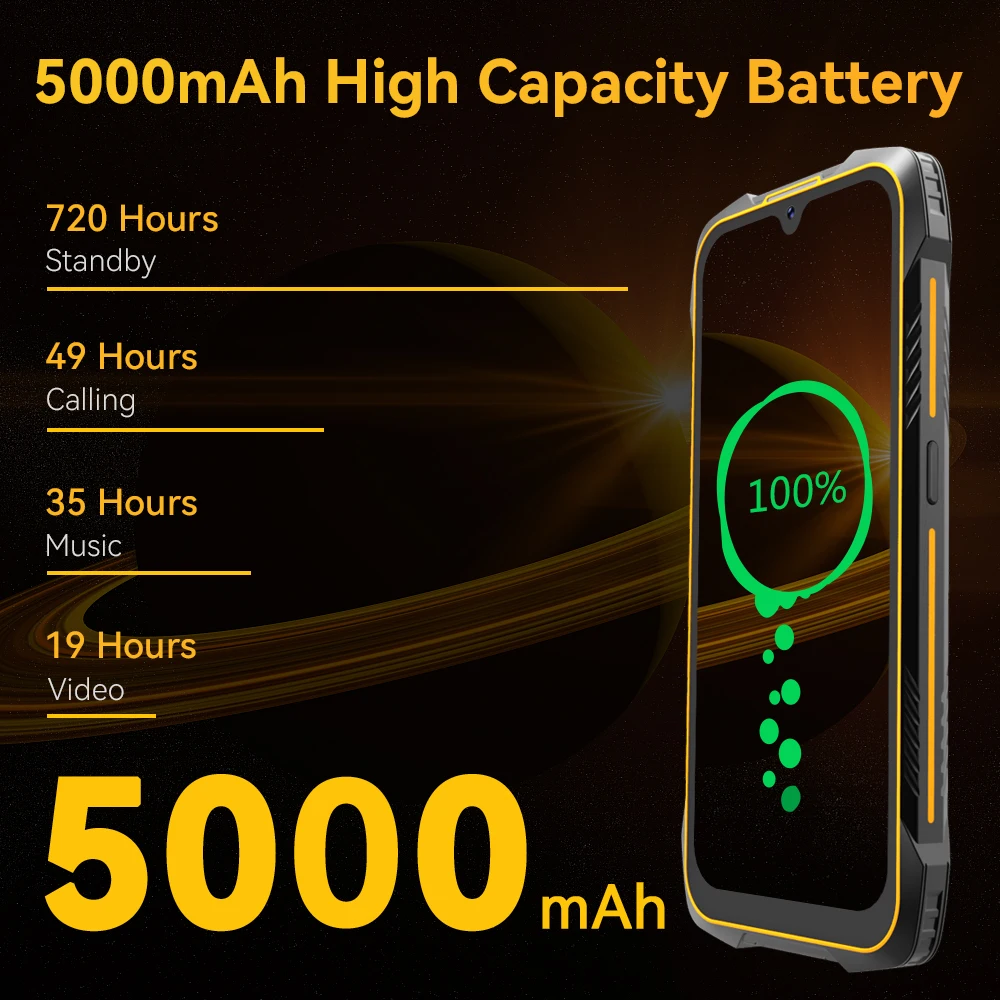 Tanie Cubot KingKong 6, Wodoodporny Wytrzymały Telefony Komórkowe IP68, 6,088 Cala, 4 GB Pamięci RAM, 64 GB ROM (rozszerzone 128 GB), Bateria 5000 MAh, NFC, Telefony Smartfony 4G Dual SIM, Smartphone Android, Smartfon 2022