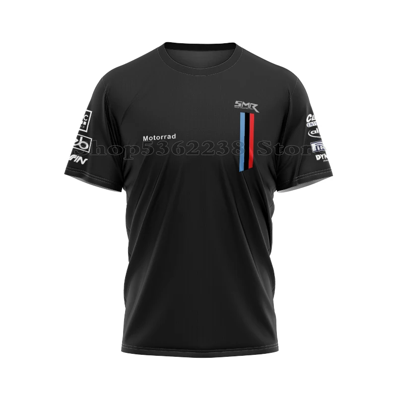 

Футболка мужская быстросохнущая, короткая, темно-синяя, для мотоциклов BMW, SBK Team SMR