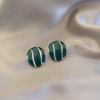 vintage green enamel dangle drop earrings for women piercing ear jewelry korean female hanging earring lovely kolczyki gift