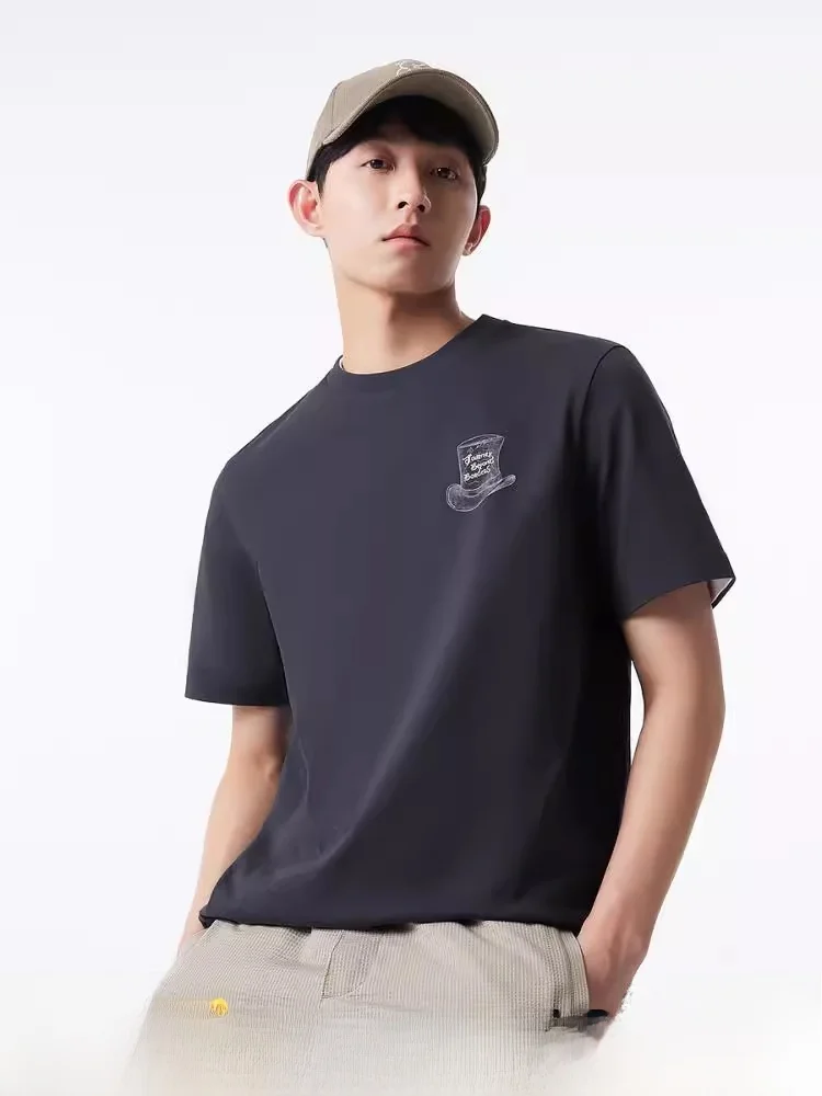 Повседневная хлопковая футболка мужская с коротким рукавом и круглым вырезом