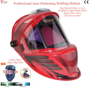 Автоматическая Затемняющая Сварочная маска 3 фильтра размер обзора 115x85 мм DIN 4-13 оптическая 1111 4 датчика ANSI CSA ASNZS сварочный шлем