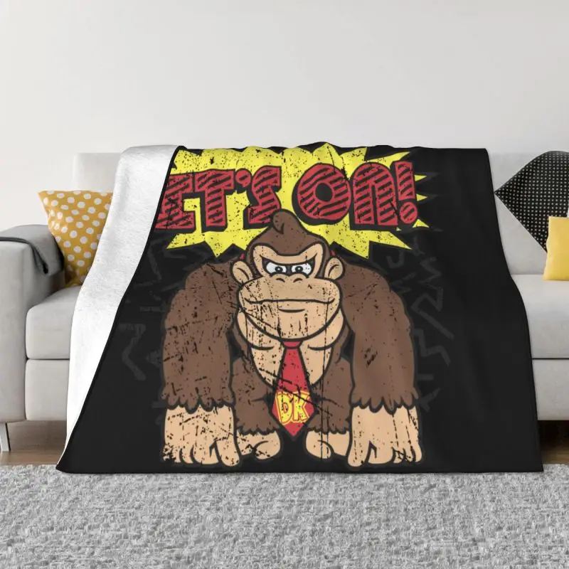 

It's On Like Donkey Kong Ultra-Soft Fleece Throw Blanket Warm Flannel Gorilla Blankets for Bedding Office Couch Bedspreads