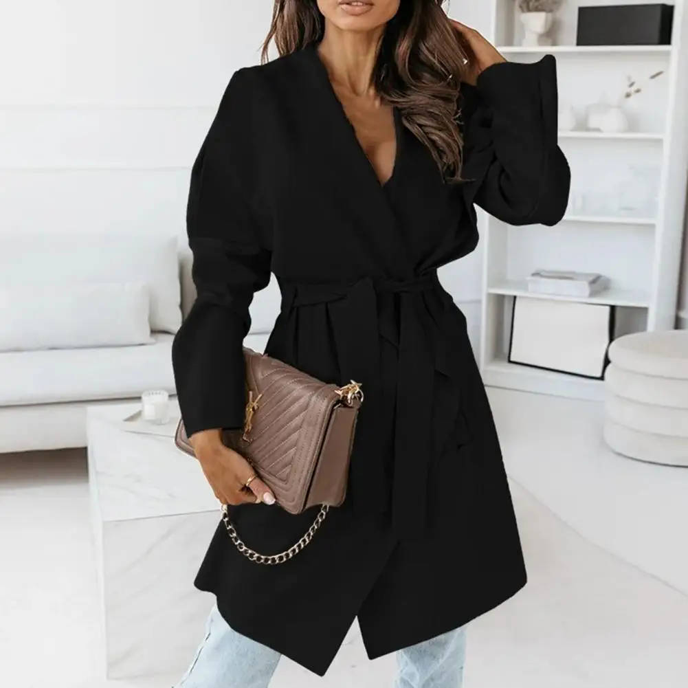 

Шикарное женское пальто с большими лацканами и отложным воротником, однотонное зимнее женское пальто с длинными рукавами, зимнее теплое па...