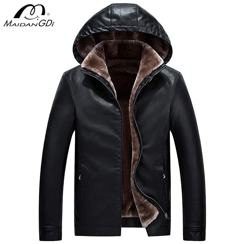 Мужская куртка с капюшоном MaiDangDi Новая Стильная утепленная бархатная из
