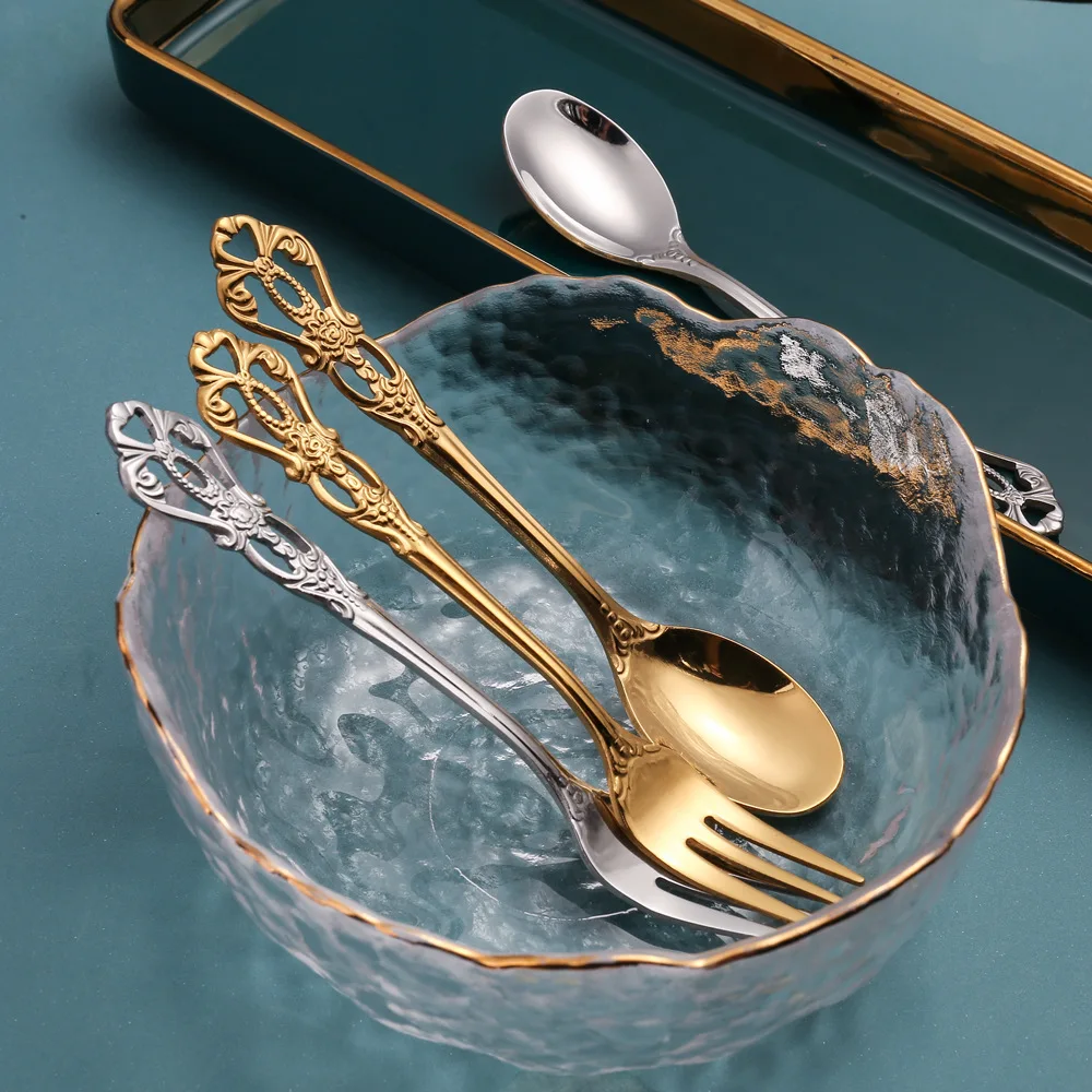 

Beautiful Vintage European Embossment Coffee Dessert Stirring Spoon Kitchen Supplies Christmas Gift