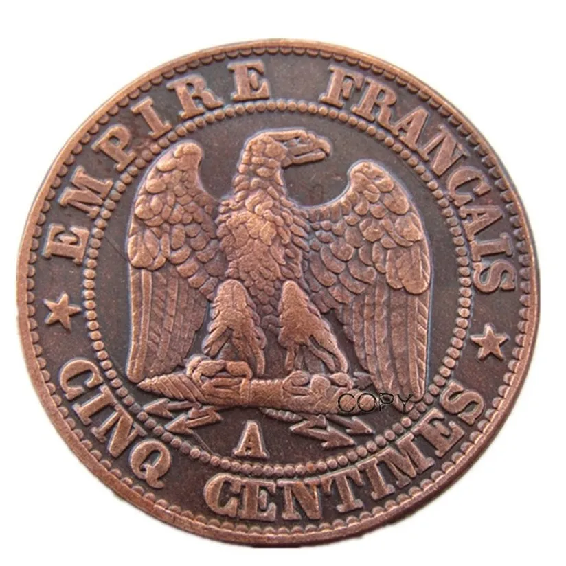 

Медные копировальные монеты Франции 5 центов (1853-1857)