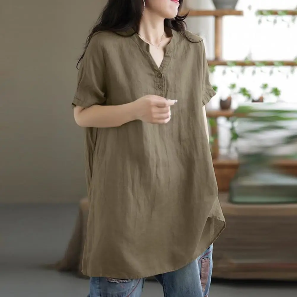 

Oversize Shirt Stylish Women Summer Short Sleeve Loose Blouse Casual V Neck Baggy Tunic Tops Work Blusas Chemise Mujer