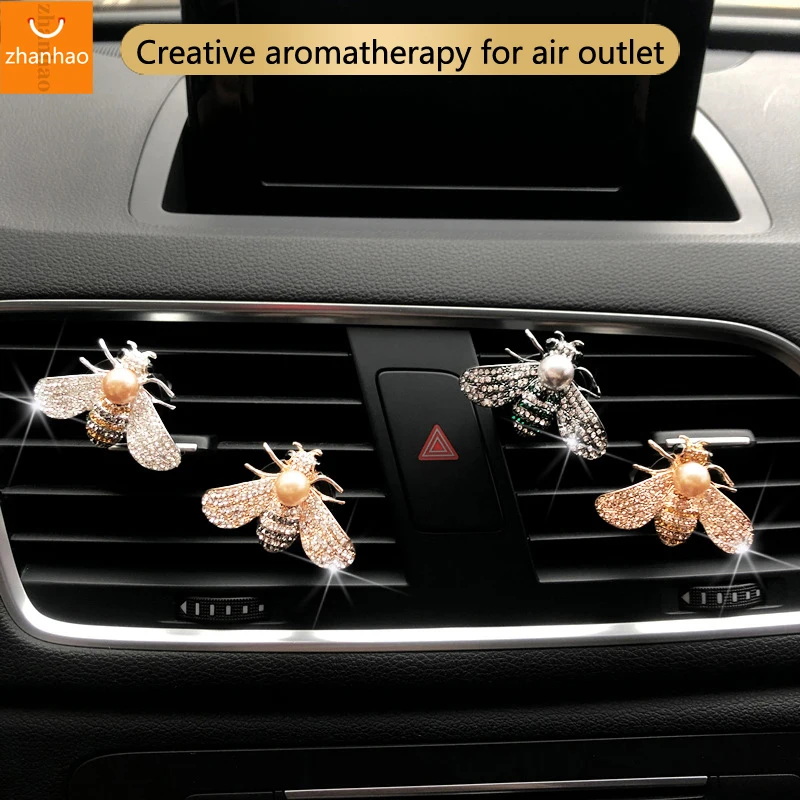 Купи Car Air Freshener Pearl Diamond Bee Vehicle Interior Accessories Women's Creative Perfume Air Outlet Perfume Diffuser Decoration за 329 рублей в магазине AliExpress