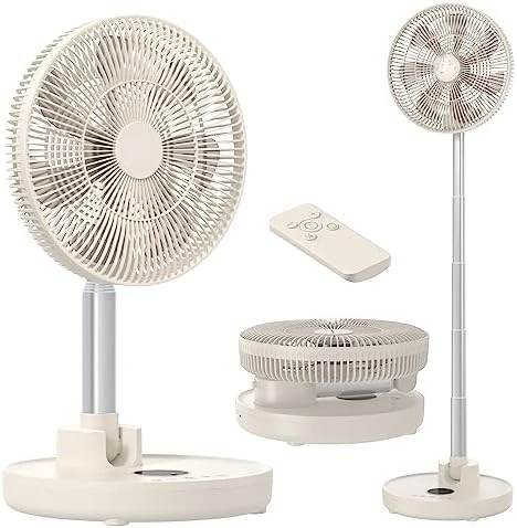 

12'' Standing Fan Oscillating Pedestal Fan, Rechargeable Battery Operated Fan Quiet Height Adjustable Floor Fan with Rem Fans ha