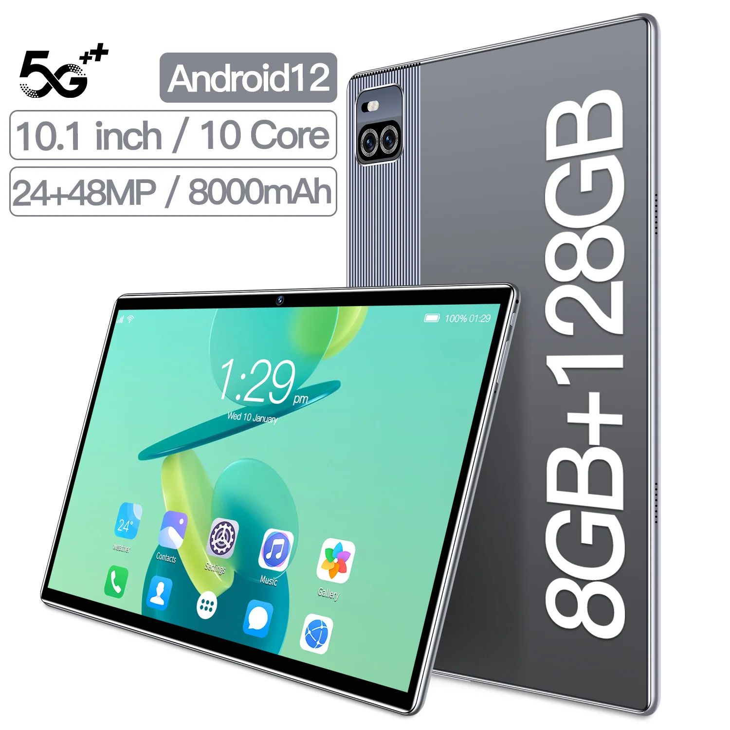 

Планшет X101 на Android 12, 8800 мАч, GPS, Qualcomm 870, 10 ядер, Google Play, Wi-Fi, 8 + 128 ГБ, две SIM-карты, 48 МП, 10,1 дюйма