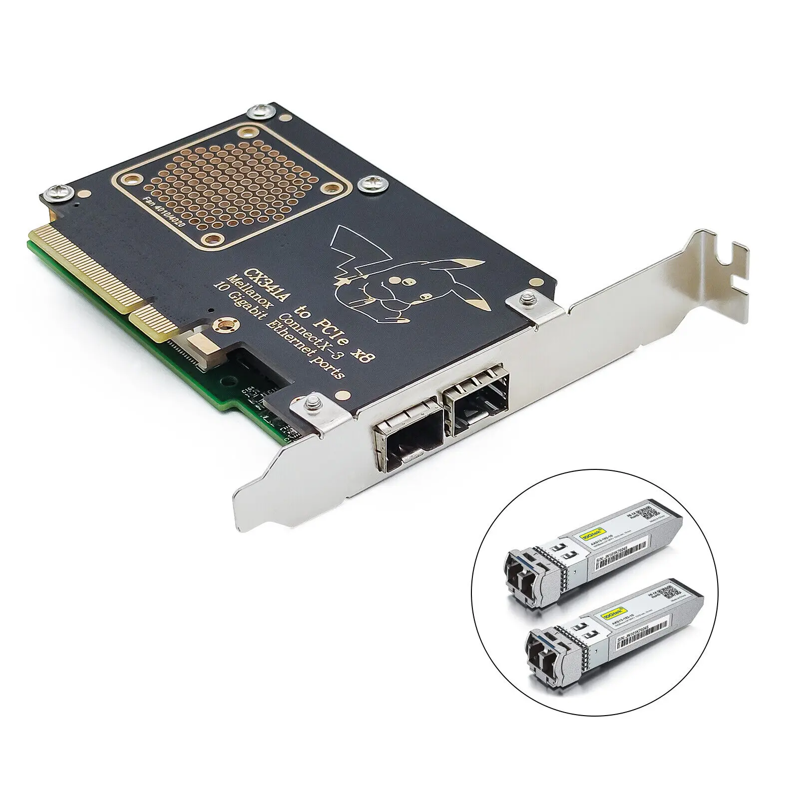 PCIe x8 Adapter with OCP Network Card CX342A and 2 pcs SFP 10G LR Modules